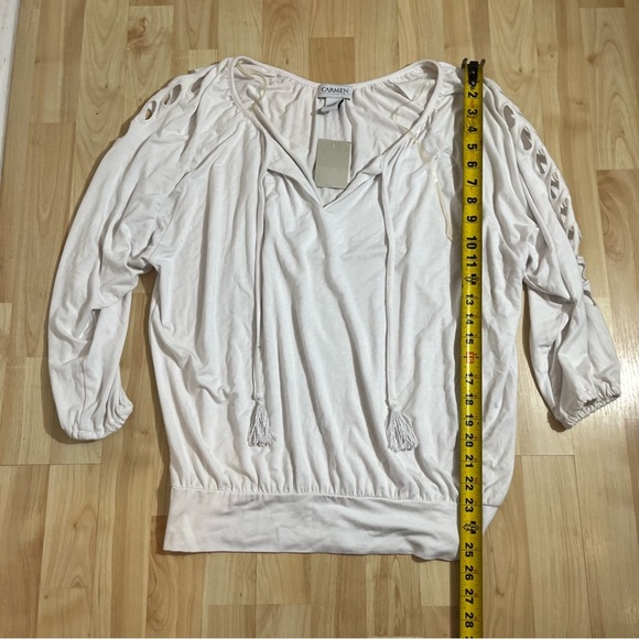 Carmen white New With Tags  tunic blouse with lace-up details on the sleeves L - Picture 2 of 5